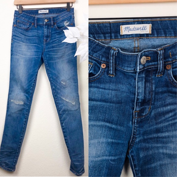 Madewell Denim - Madewell Mid-Wash Skinny Skinny Denim Distressed